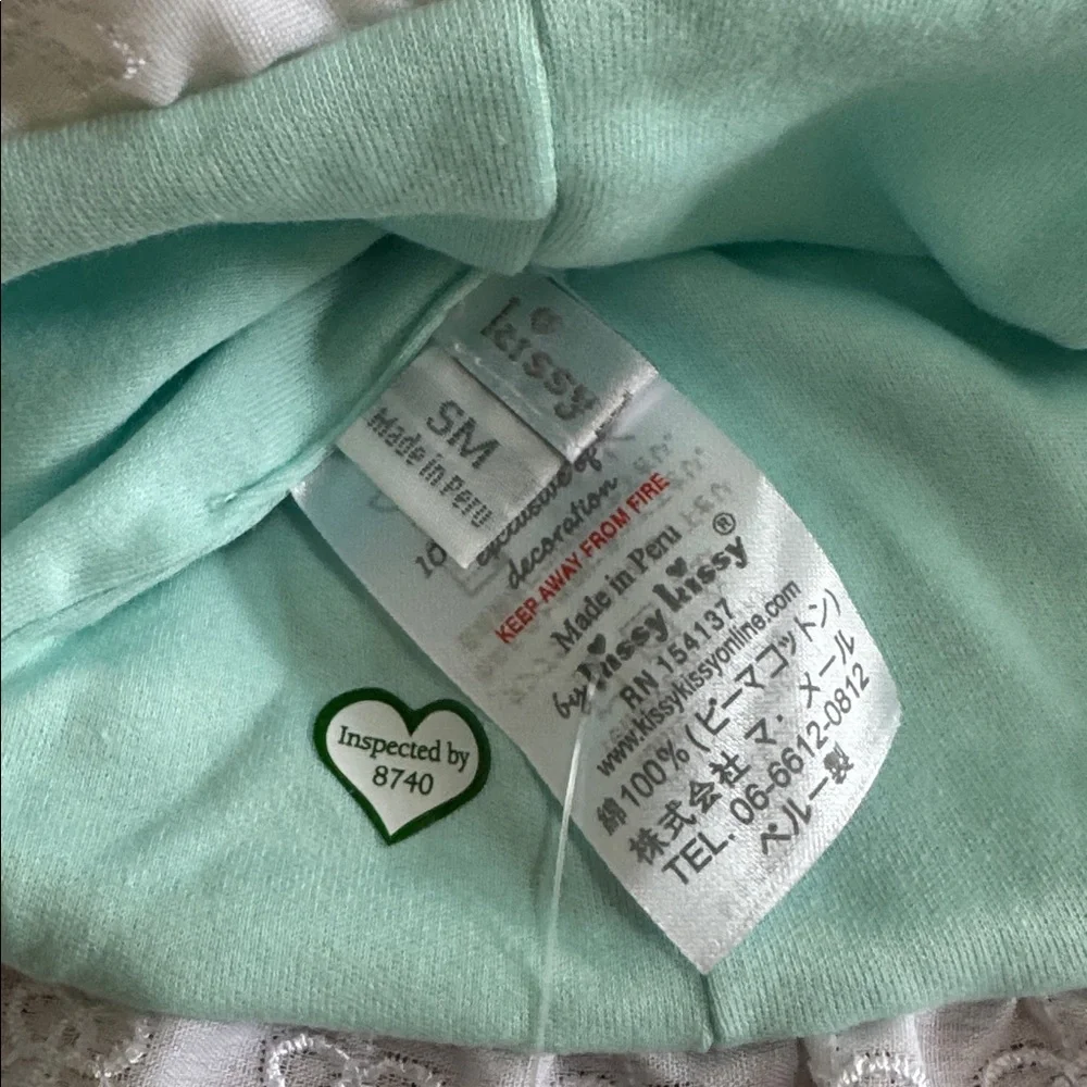🎁NWT kissy kissy Baby hat 100% cotton Mint Lace Bonnet Sun Protection Spring